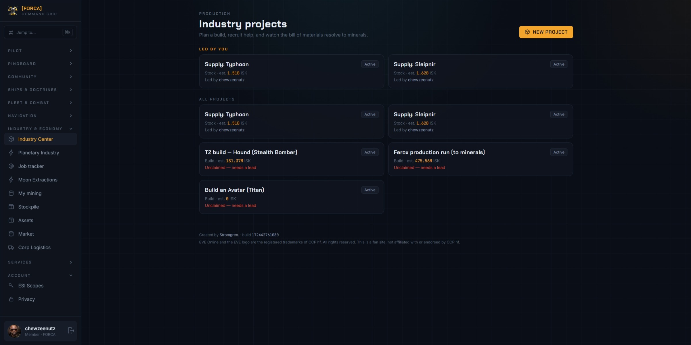 Industry projects board